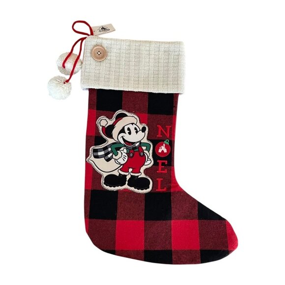 Disney Parks Mickey Mouse Noel Plaid Holiday Christmas Stocking